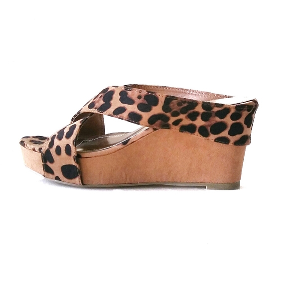 Rouge Helium Shoes - Leopard Print Crisscross Platform Wedges